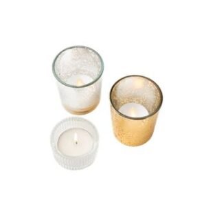 Vaso de Vela Dorada con vela