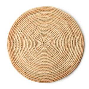 Plato base tejido de palma natural para renta en eventos y bodas rústicas